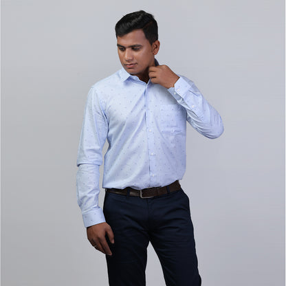 KNS 289 - Blue Jacquard Shirt