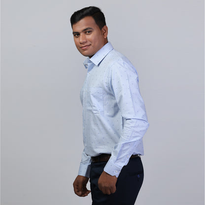 KNS 289 - Blue Jacquard Shirt