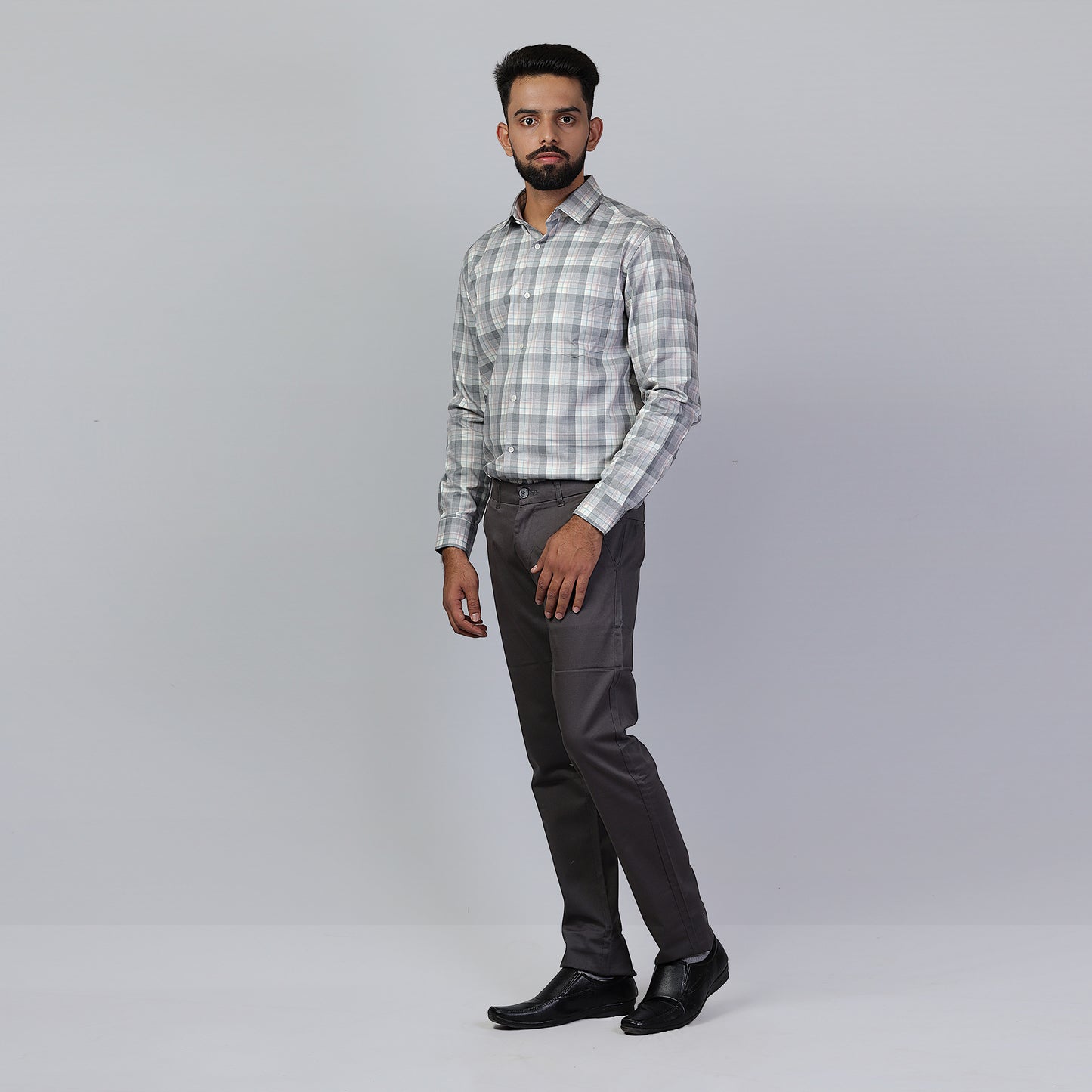 KNS 300 - Grey Checks Shirt