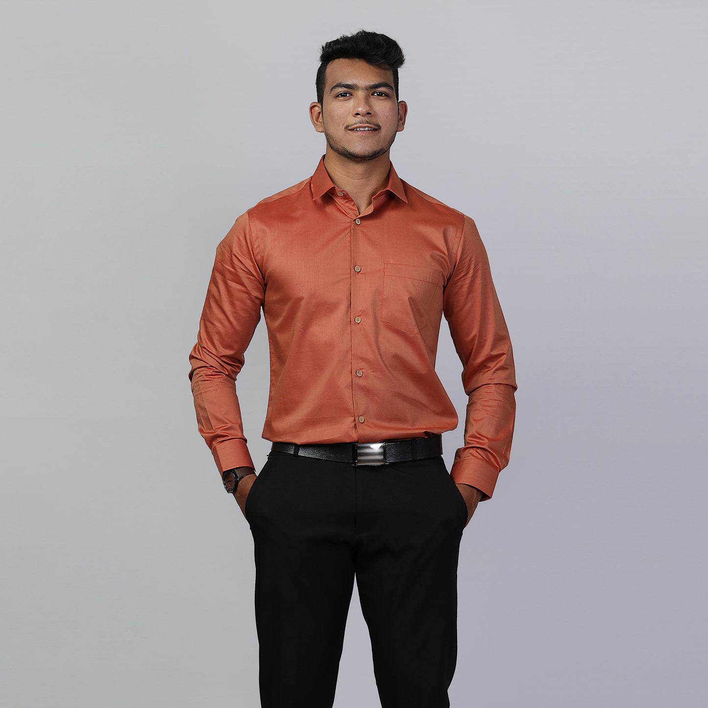 KNS 217 - Orange Cotton Shirt