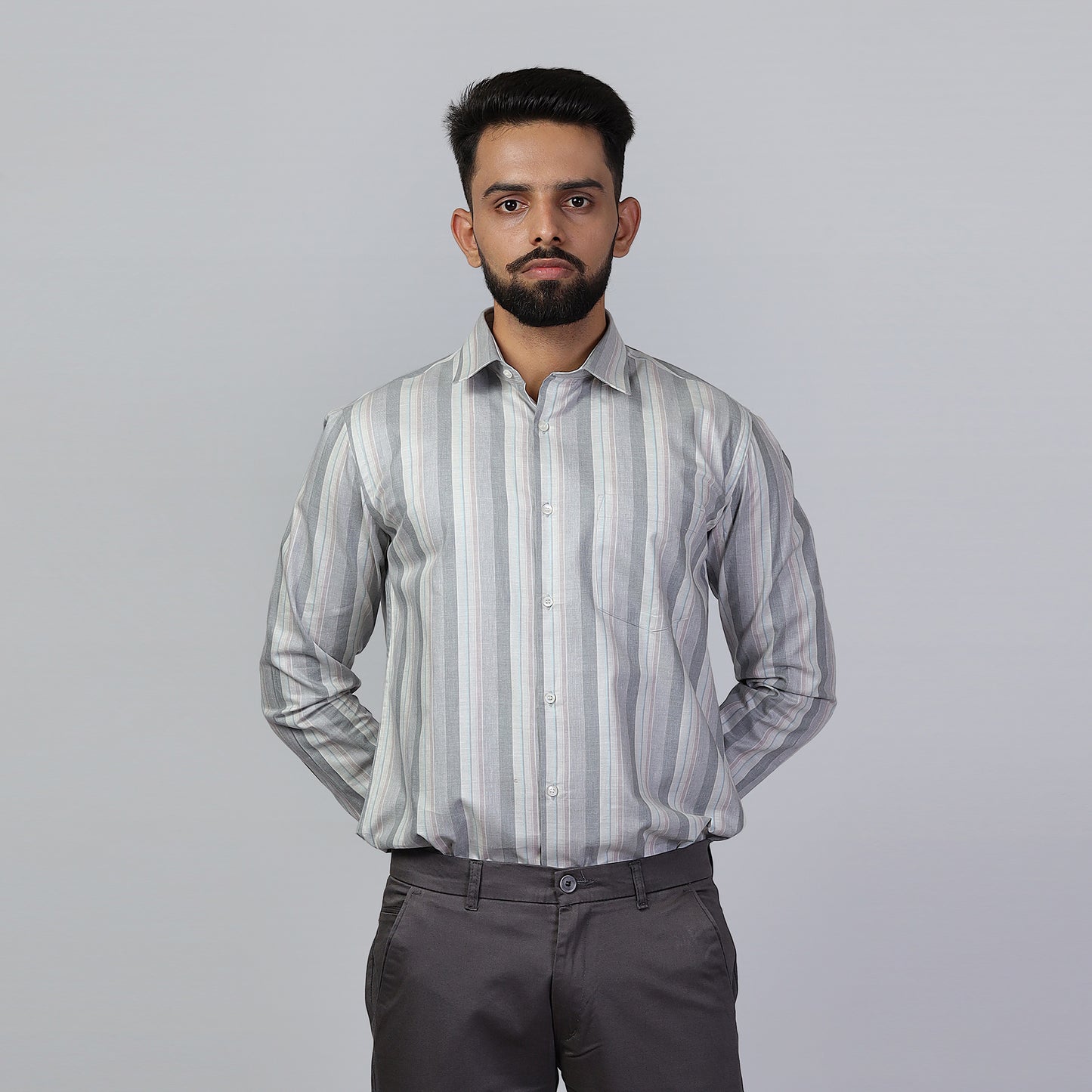 KNS 301 - Grey Stripes Shirt