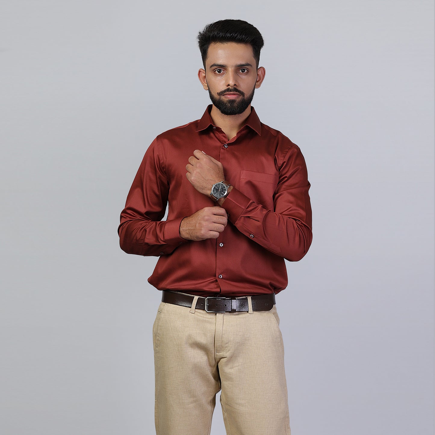 KNS 209 - Brown Formal Shirt
